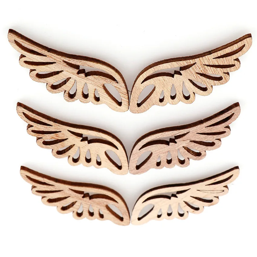 40pcs/bag Wooden Angel Wings 4 Styles DIY Chips Decorative Embellishments  Crafts