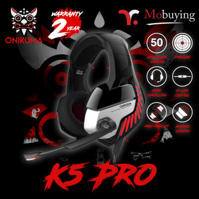 หูฟังเกมมิ่ง ONIKUMA K5 PRO Gaming Headset หูฟัง ระบบเสียงจำลอง 7.1 ขนาดลำโพง 50 mm ไมโครโฟนตัดเสียงรบกวน รองรับการใช้ทุก Platform PC/Mobile/Console หูฟังเกมมิ่ง