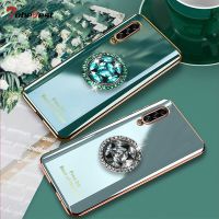 เคสโทรศัพท์ซิลิโคนเคลือบแหวนใส่นิ้วประกายเพชรสำหรับ Samsung Galaxy A10 A20 A30 A40 A50 A70 A80 A90 5กรัมฝาครอบ A50S A30S CarterFa