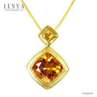 Lenya Jewelry  จี้พลอยรูปทรงสี่เหลี่ยมหลามตัด ดีไซน์สวยดูอ่อนหวาน จะมอบเป็นของขวัญก็ดูเก๋ ตัวเรือนเงินแท้ชุบทองคำ