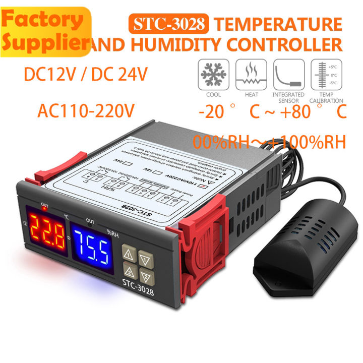 ac110-220v-dc12v-24-โวลต์-10a-คู่จอแสดงผล-led-เทอร์โม-stc-3028-อุณหภูมิความชื้นเมตรควบคุมด้วย-p-robe