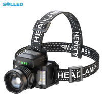 SOLLED แบบพกพา Led ไฟหน้า90องศาปรับ Super Bright Ipx4กันน้ำ Telescopic Zoom ไฟฉาย