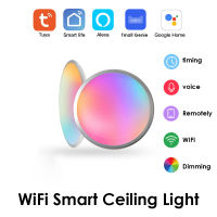 Brisky Tuya WiFi สมาร์ทไฟติดเพดาน LED สีขาวให้ความรู้สึกอบอุ่น RGB โคมไฟเพดานหรี่แสงได้ APP ควบคุมด้วยเสียงด้วย Alexa/google สำหรับห้องนั่งเล่น