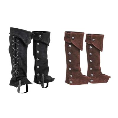 Medieval Leather Shoe Cover Steampunk Adjustable Boot Cover with Lace Up Buckle Hiking Shin Guard for Men Women Cosplay Accessories excellent