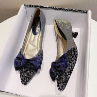 Factory Outlet Fast Shipping Fine Heels Single Shoes ChildrenS Rhinestone Bow 2023 New Autumn Korean Version Of The Net