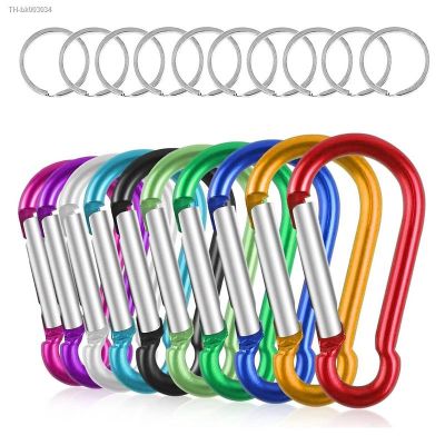 ﹊ 20pcs/set Aluminum Carabiner Clip Spring-Loaded Gate Hook with Key Rings Keychain Clips for Camping Hiking Traveling Fishing