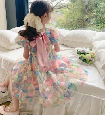 Retail New Baby Girls Teenage Back Bow Dress Princess Kids Sweet Party Dress 4-9 T