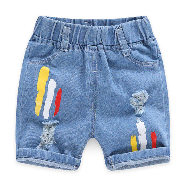 mikibobo-เด็กกางเกงยีนส์กางเกงขาสั้นกางเกงเด็กใหม่เสื้อผ้าเด็กห้ากางเกงฤดูร้อนเด็กเกาหลีกางเกงสั้นน้ำ