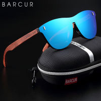 BARCUR Brand Design Natural Wood Temple Sun Glasses Men Polarized Women Fashion Sunglasses Mirror Shades UV400