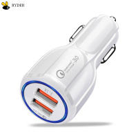 Quick Charge Qc3.0 Dual Usb Car Charger Universal Double Usb Fast Charging 12V/24V Smart Adapter สำหรับแท็บเล็ตโทรศัพท์