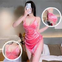 【hot】✑  Hot Nightgown Deep V Neck Nightdress Sleepwear Crotchless Erotic Suits Porn Set