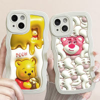 เคส Samsung A54 A51 A52 A34 A32 A23 A13 A12 A02S A03S A04 A04E A50 A50S A30S M12 M04 M40น่ารักสตรอเบอร์รี่หมีหัวเคสโทรศัพท์ซิลิโคน