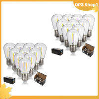 【OPZ?หลอดไฟสายไฟกลางแจ้ง LED กันแตกหรี่แสงได้ S14 10ชิ้นพลาสติก LED ฐานสกรูขนาดกลางหลอดเอดิสัน1W 2W