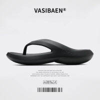 VASIBAEN รองเท้า Flip-Flop ของผู้ชาย EVA รองเท้าแตะหนาไม่ลื่นรองเท้าแตะสีดำรองเท้าแตะเรียบง่ายรองเท้าแตะชายทะเล