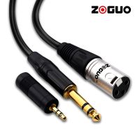 ZOGUO XLR Female to 1/4 Inch 6.35mm TRS Plug Balanced Stereo Jack Cable with a 3.5mm adapter for Microphone Mixer Guitar Speaker