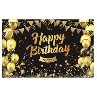 Birthday Decorations, Black Gold Background Birthday Man and Woman Happy Birthday Banner Poster, Birthday Decoration