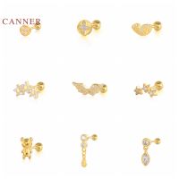 CANNER 1pcs 925 Sterling Silver Earrings For Women Angel Wings Stud Earrings Vintage Jewelry Ear Piercing Cartilage 2021 Trend