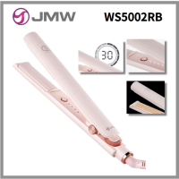 JMW เครื่องยืดผมเหล็กหนีบผมเรียบ WS5002RB ที่ดัดผมไฟฟ้าแรงดันไฟฟ้าฟรีน้ำหนักเบารหัส360หมุนเบาะและเอียงโคมไฟ LED แสดงพลังงาน