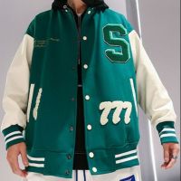 【CW】 2021 new letter embroidery jackets coats street hip-hop stitching baseball uniform large size loose retro jacket