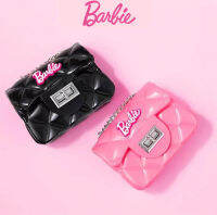 RONGLA ตุ๊กตาบาร์บี้ Barbie กระเป๋าถือผู้หญิง หนังพียู กระเป๋าสะพายตุ๊กตาบาร์บี้ ลายสก็อต ตัวอักษรสำหรับเด็ก หวานหวานแหววว เชือกผูกโซ่ กิจกรรมกลางแจ้งกลางแจ้ง