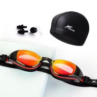 【health】 Anti-Fog Swimming Goggles Colorful Transparent Electroplated Swimming Glasses Swimming Cap Ear Plugs 3 Pieces Set FF325