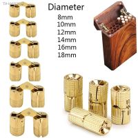 ☁♛ 8-18mm Coppe Brass Barrel Hinges Concealed Cabinet Cylindrical Hidden Invisible Brass Door Hinges Mount For Furniture Hardware