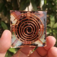 ；。‘【； Spiral Copper Wire Orgonite Pyramid Obsidian Orgone Healing Energy Yoga Meditation Ornament