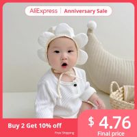 ◈ Newborn Baby Windproof Caps Infants 3D Sunflower Cute Hats Fashion Ins Style Toddlers Lace-up Ear Protection Hat Princess Hat