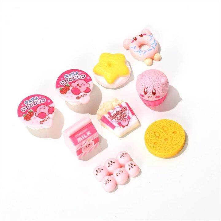 SDRYHTDH Resin 9Pcs/Set Cartoon Anime Big Jelly Kirby Figure Toy Pink