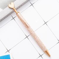 1 Piece Cute Rose Gold Metal Spinning Pens Roller Ballpoint Pen Luxury Cute Heart Wedding Stationery School Office Supply