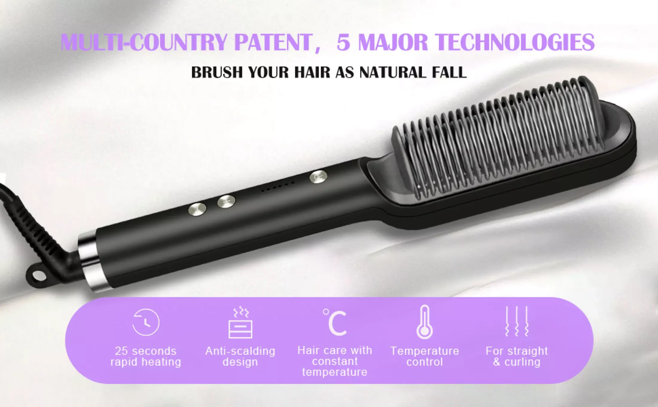 Ceramic Heated Hair Brush – Hair Straightener – HQT-909B – TronTronics |  Straightening Brush, Straightening Brush With 25 Seconds Rapid Heat Ceramic  Ptc, Temperature Settings And Anti-scalding, Hair Straightening Brush Fo |  