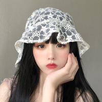 Lace Fisherman Hat For Women Fashion Lace Flower Beach Hat Breathable Lace Fisherman Hat Sunshade Fisherman Hat Breathable Bucket Cap Sun Hollow Out Bucket Hat Female Hat Organza