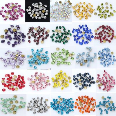 1440P SS2/3/4/5/6/8 Round Facet Cone Cz Crystal 36Color Pointed Back Diamond For 3D Nail Arts Wedding Dress Repair Jewelry Beads