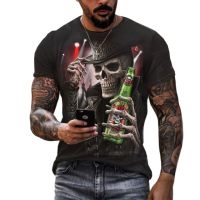 ผู้ชายTเสื้อSummer New Skull rint 3D ersonality T Shirts For Men/women Sortswear Harajuku Casual Tos Male Oversized Tos