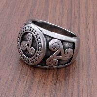 Free Shipping Punk Vegvisir Viking Stainless Steel Rings Futhark Runes Slavic Ring Triangle Odin Nordic Jewelry