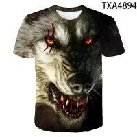 2021 New Lovers Wolf Print T-Shirt Mens 3D Digital Print Round Collar Short Sleeve T-Shirt Fashion Casual Mens Wear