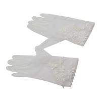 ✎✑ Women Lace Glove Short Tulle Gloves Wrist Length White Bridal Gloves Wedding Bride Dress Gloves for Prom Costume Accessories
