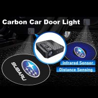 NEW 2PCS Subaru Logo Wireless Carbon Welcome Car Door Light Sensor BRZ Imprezza XV WRX Forester Outback 99 ting