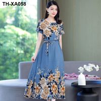 Temperament mother pure cotton silk nightdress female summer 2022 new dress loose middle-aged womens artificial cotton pajamas