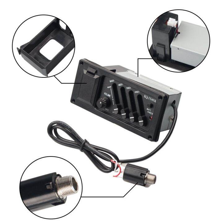 4 Band Acoustic Guitar Preamp Amplifier EQ 7545R Pickup Acoustic Guitar