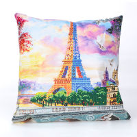 2021Partial Drill Eiffel Tower Lover Kiss Diamond Painting Art Mosaic Cross Stitch Landscape Cushion Cover Pillow Case Decor Gift