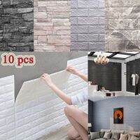 10 Pcs Self-adhesive 3D Panels Wallpaper Waterproof Foam Wall Stickers Tile Brick Living Room TV Background Decals 38*35cm Wall Stickers  Decals