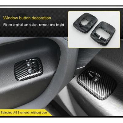 huawe 2 PCS Car Carbon Fiber Window Lift Switch Button Cover Trim Sticker for Benz Smart 453 Fortwo Forfour 2015 Accessories