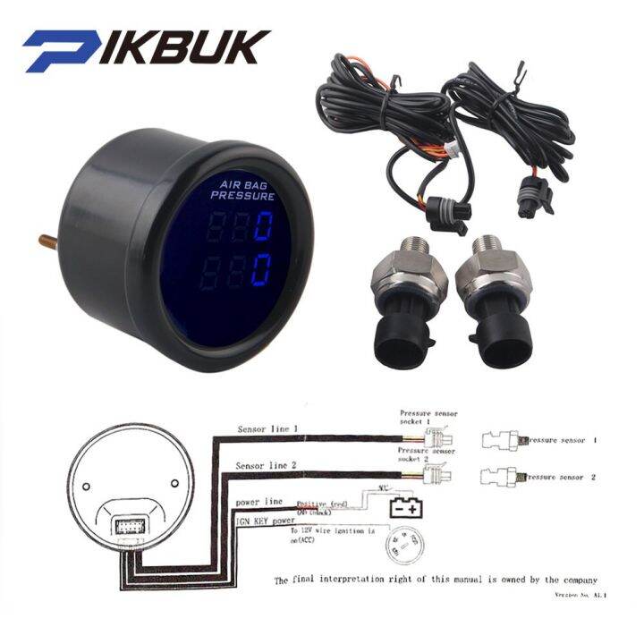 2inch 52mm Dual display Air Suspension Gauge Air Ride Air Pressure
