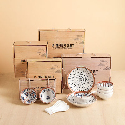 ชุดอุปกรณ์บนโต๊ะอาหารเซรามิกญี่ปุ่น,ชาม,จาน,กล่องของขวัญ,ของขวัญแบบเปิดทั่วไปของบริษัทอสังหาริมทรัพย์