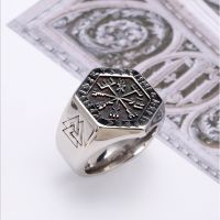 Cincin Desain Kompas a Nordic Viking Retro Hip Hop Untuk Pria