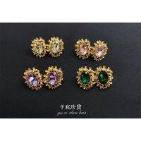 118 Vintage Rhinestone Zircon Flower Hong Kong Style European And American Temperament Earrings