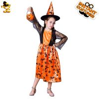 [COD] childrens little girl pumpkin witch dress stage performance cosplay costume