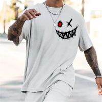 Mens T-Shirt 3D Printed Evil Smiley Short Sleeve T-Shirt Personality Oversized Shirt Top T-Shirt Street Mens Fitness 2Xs-6Xl