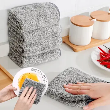 5Pcs Kitchen Towels Cotton Dishcloth Super Absorbent Non-stick Oil